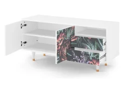 Mueble de TV - 125х56х41 cm - T7 - Dark Peonies, Branco^ Móvel De Tv