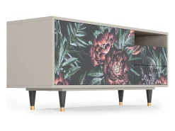 Móvel De Tv* Mueble de TV - 125х56х41 cm - T7 - Dark Peonies, Areia Bege