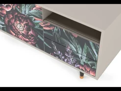 Móvel De Tv* Mueble de TV - 125х56х41 cm - T7 - Dark Peonies, Areia Bege