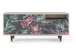 Móvel De Tv* Mueble de TV - 125х56х41 cm - T7 - Dark Peonies, Areia Bege