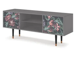 Mueble de TV - 170х69х48 cm - T2 - Dark Peonies, Cinza^ Móvel De Tv