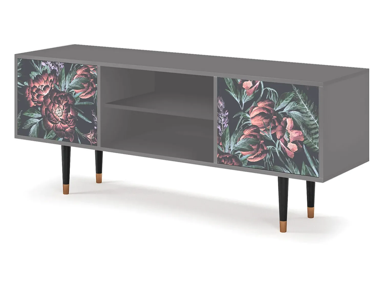 Mueble de TV - 170х69х48 cm - T2 - Dark Peonies, Cinza^ Móvel De Tv