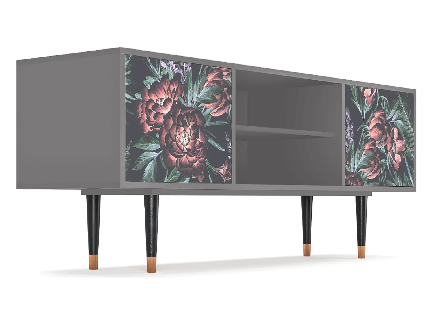 Mueble de TV - 170х69х48 cm - T2 - Dark Peonies, Cinza^ Móvel De Tv