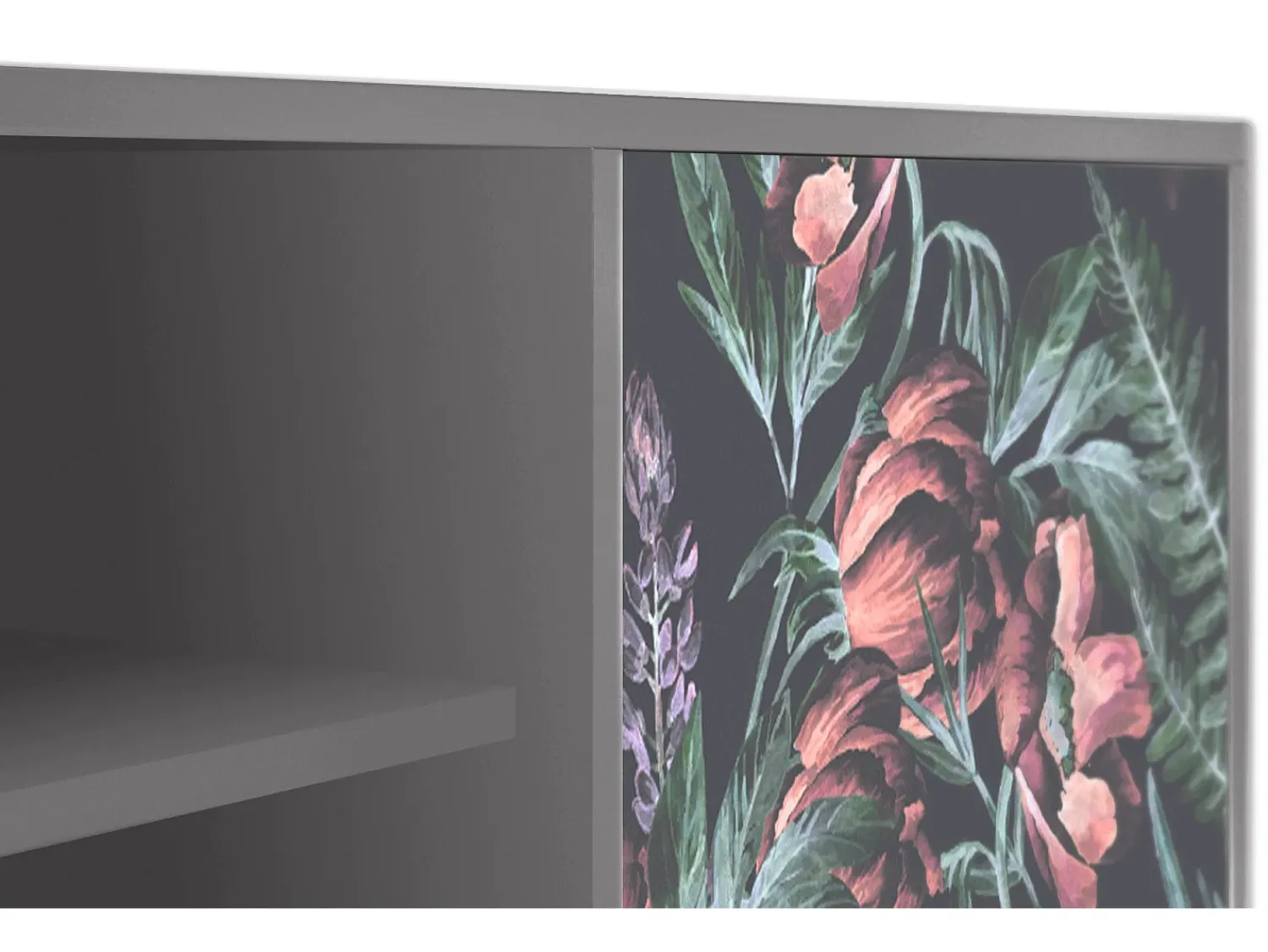 Mueble de TV - 170х69х48 cm - T2 - Dark Peonies, Cinza^ Móvel De Tv