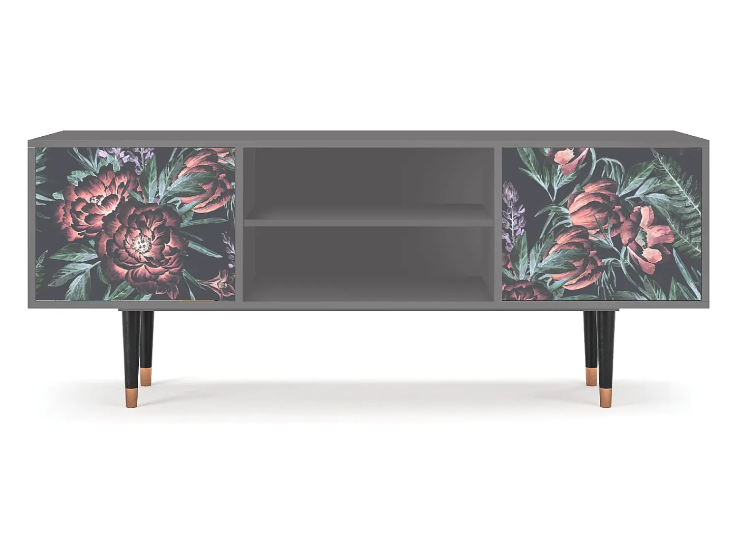 Mueble de TV - 170х69х48 cm - T2 - Dark Peonies, Cinza^ Móvel De Tv