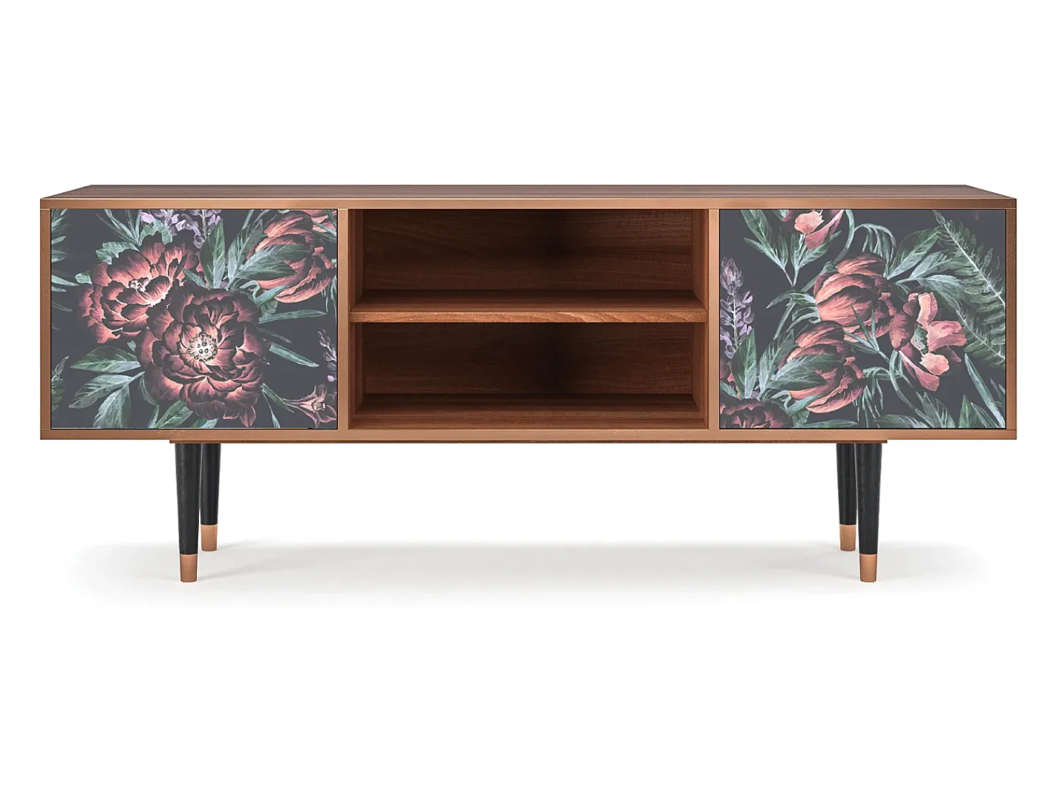 Mueble de TV - 170х69х48 cm - T2 - Dark Peonies, Nogueira^ Móvel De Tv