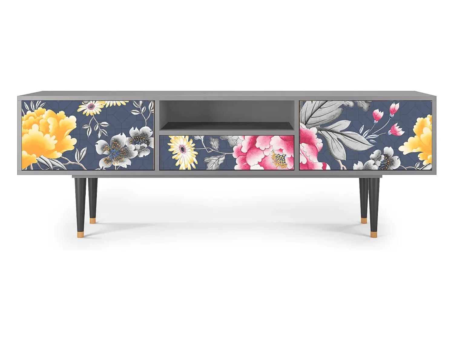 Móvel De Tv| Mueble de TV - 170х59х41 cm - T6 - Dark Flower Bed, Cinza Cinzento