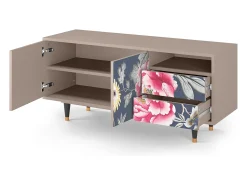 Móvel De Tv* Mueble de TV - 125х56х41 cm - T7 - Dark Flower Bed, Latte Bege
