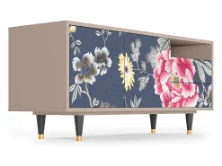 Móvel De Tv* Mueble de TV - 125х56х41 cm - T7 - Dark Flower Bed, Latte Bege