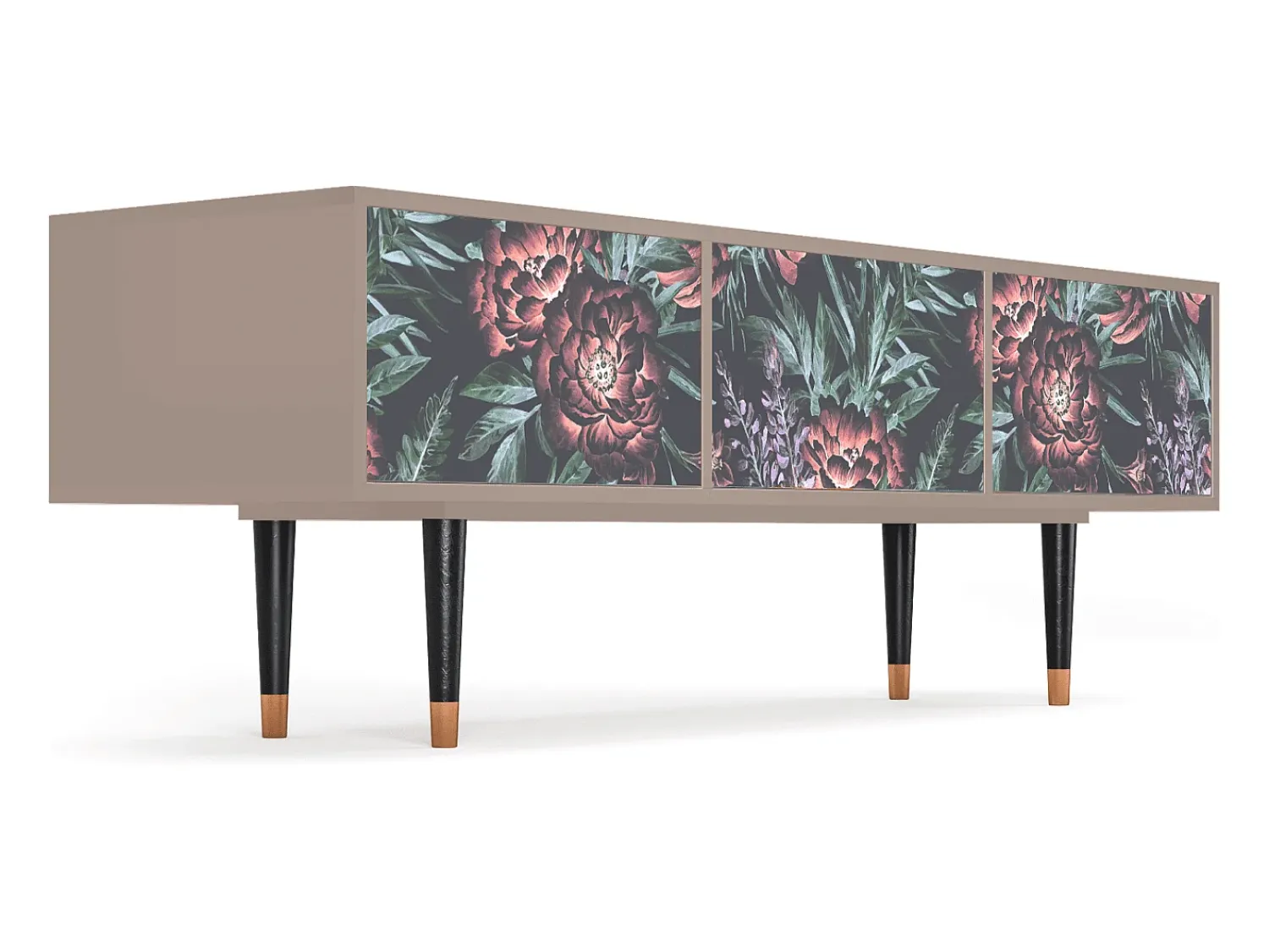 Móvel De Tv* Mueble de TV - 170х59х48 cm - T4 - Dark Peonies, Latte Bege