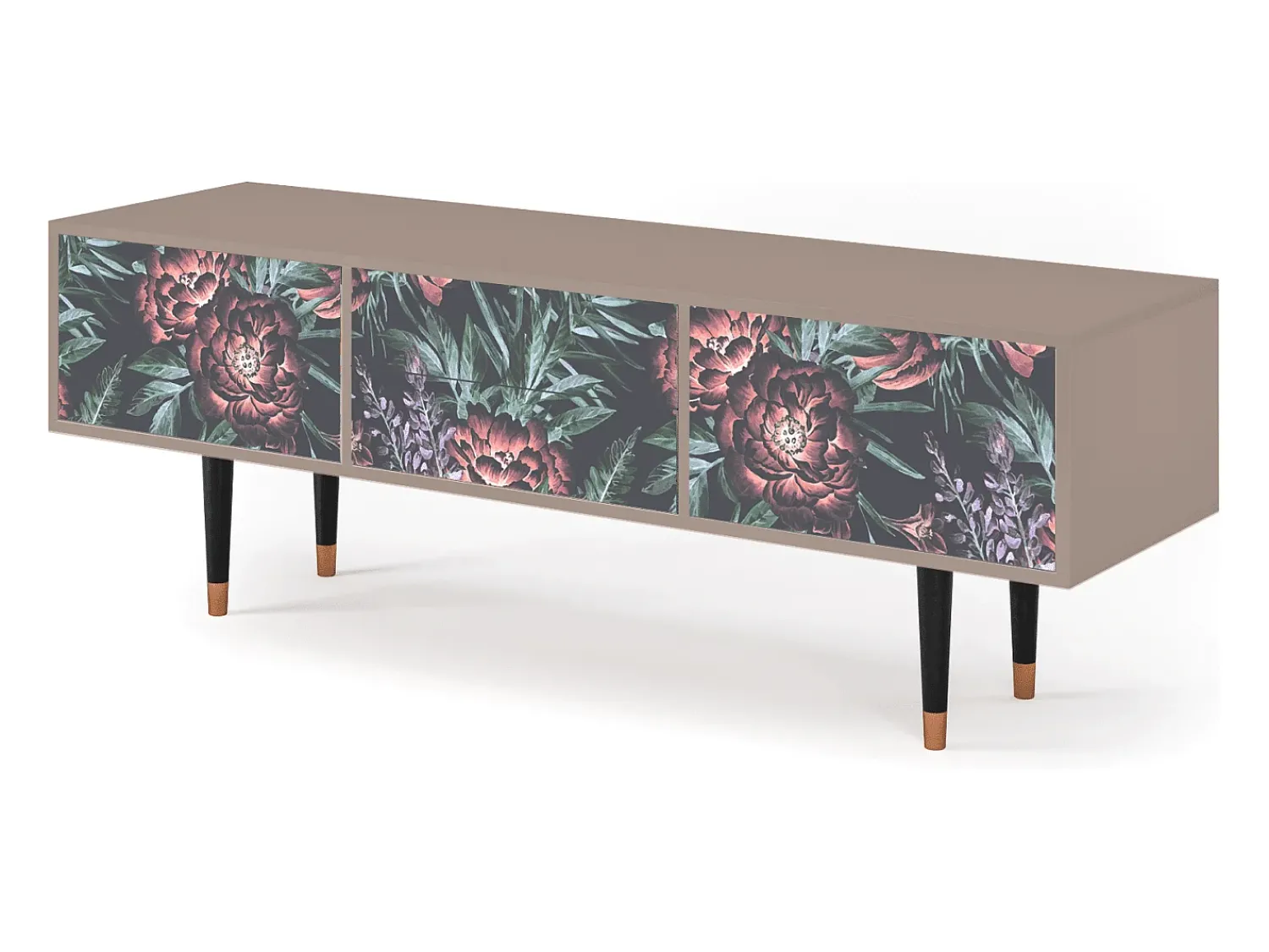 Móvel De Tv* Mueble de TV - 170х59х48 cm - T4 - Dark Peonies, Latte Bege