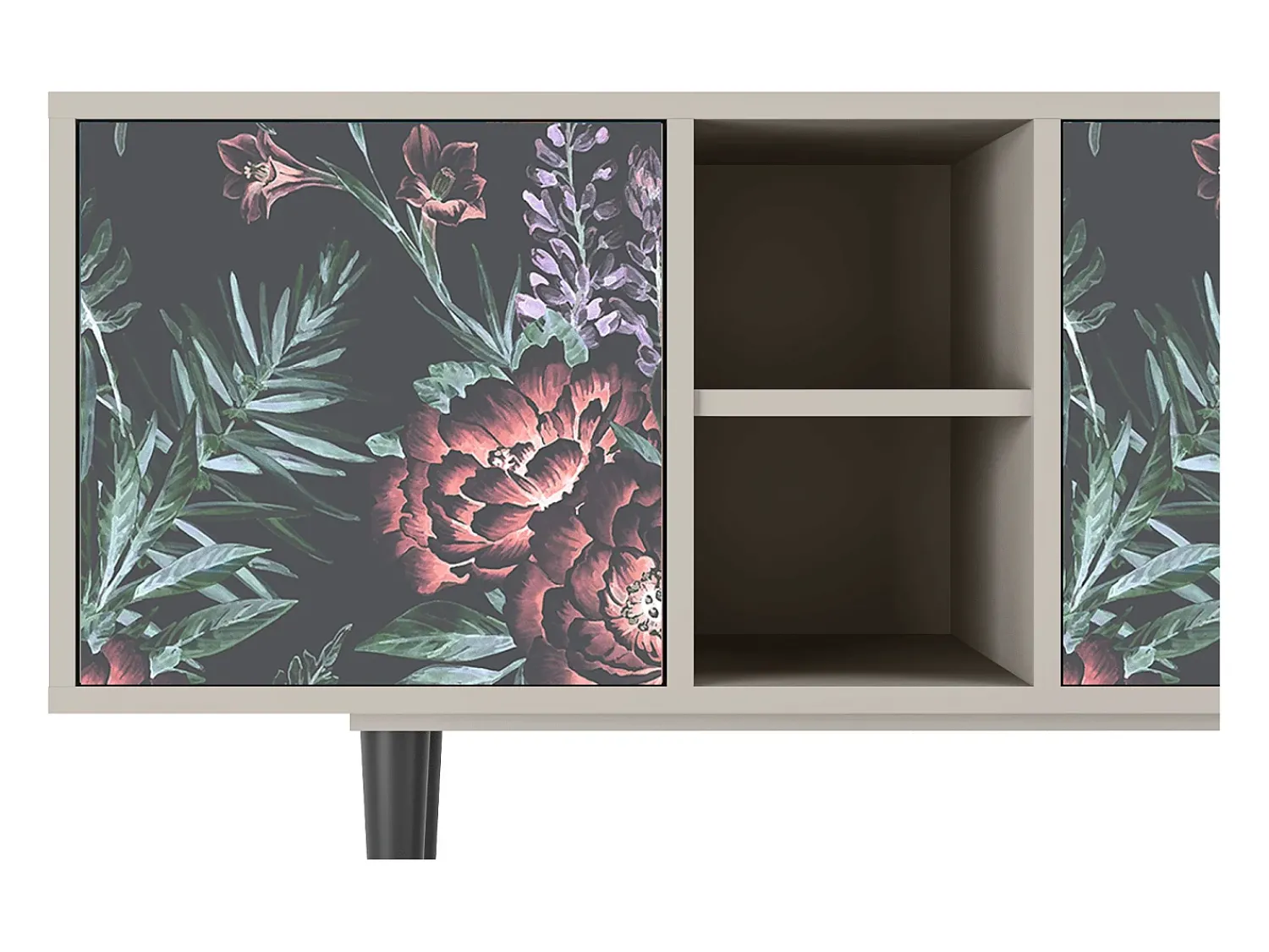 Móvel De Tv* Mueble de TV - 150х69х41 cm - T5 - Dark Peonies, Areia Bege