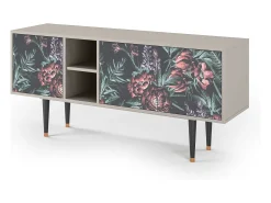 Móvel De Tv* Mueble de TV - 150х69х41 cm - T5 - Dark Peonies, Areia Bege