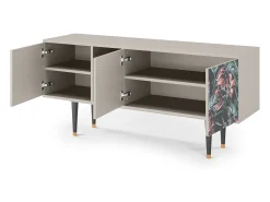 Móvel De Tv* Mueble de TV - 150х69х41 cm - T5 - Dark Peonies, Areia Bege