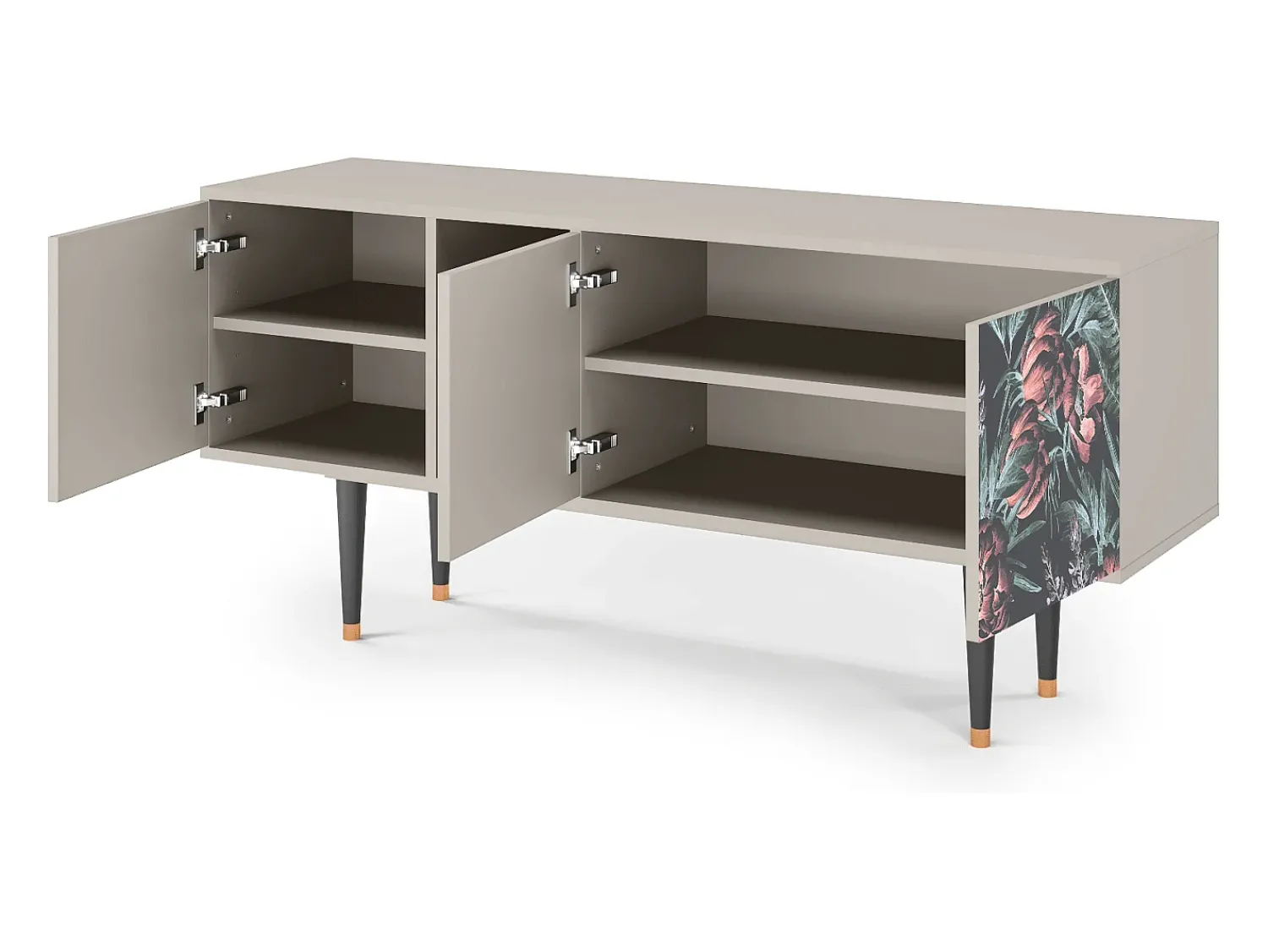 Móvel De Tv* Mueble de TV - 150х69х41 cm - T5 - Dark Peonies, Areia Bege