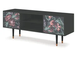 Móvel De Tv| Mueble de TV - 170х69х48 cm - T2 - Dark Peonies, Antracite Cinza antracite