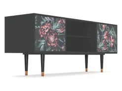 Móvel De Tv| Mueble de TV - 170х69х48 cm - T2 - Dark Peonies, Antracite Cinza antracite