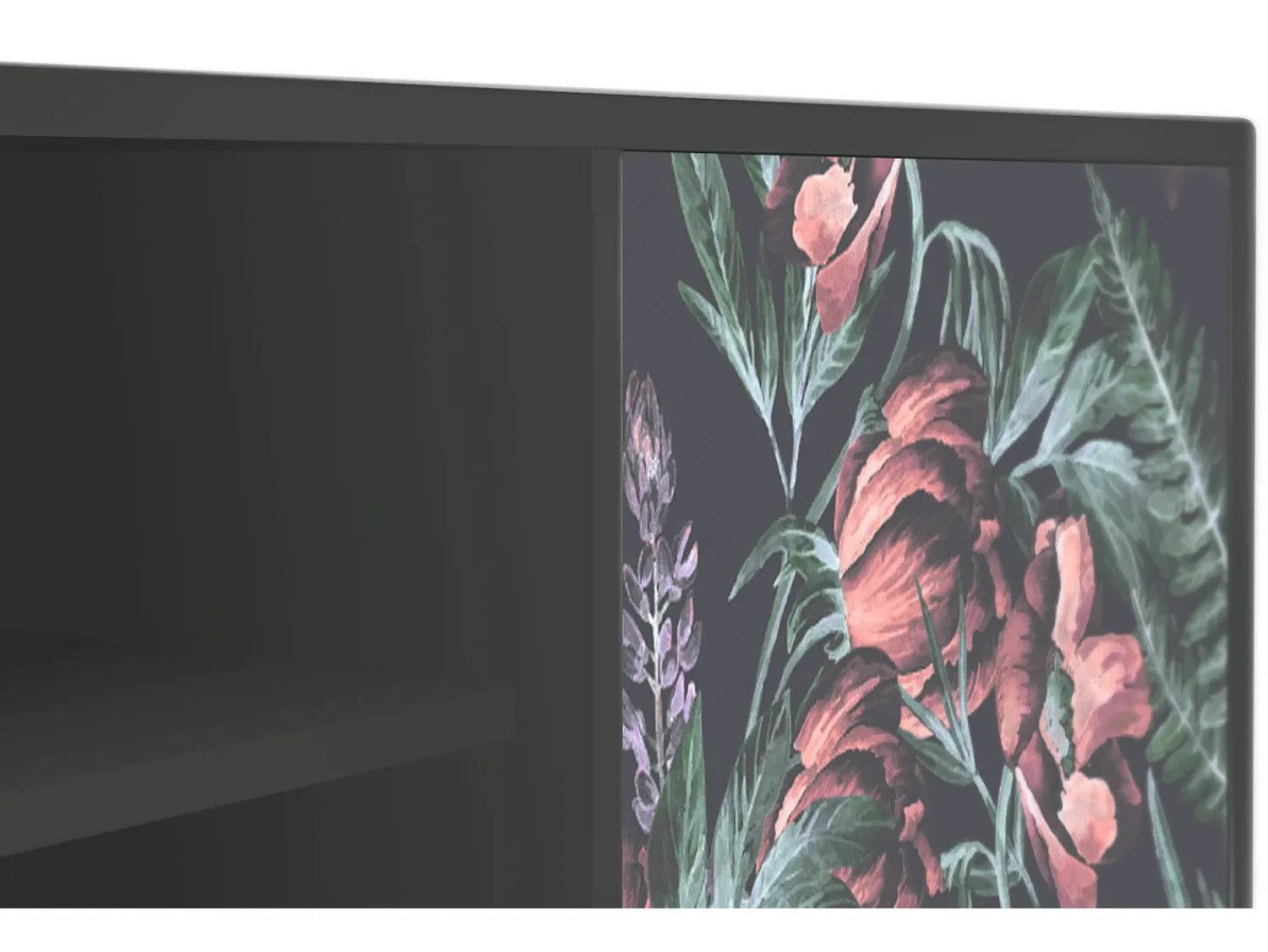 Móvel De Tv| Mueble de TV - 170х69х48 cm - T2 - Dark Peonies, Antracite Cinza antracite