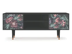 Móvel De Tv| Mueble de TV - 170х69х48 cm - T2 - Dark Peonies, Antracite Cinza antracite