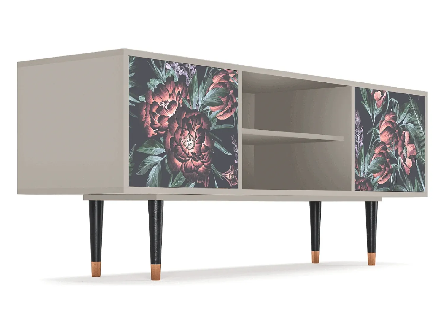 Móvel De Tv| Mueble de TV - 170х69х48 cm - T2 - Dark Peonies, Areia Bege