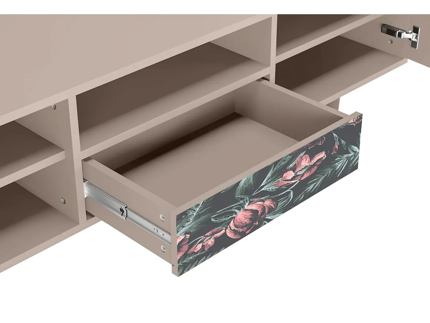 Online Mueble de TV - 170х59х41 cm - T6 - Dark Peonies, Latte Bege