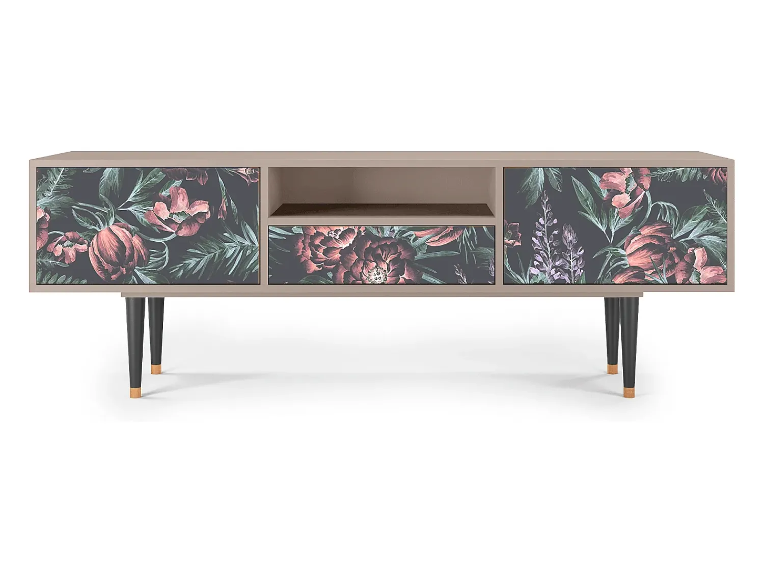Online Mueble de TV - 170х59х41 cm - T6 - Dark Peonies, Latte Bege