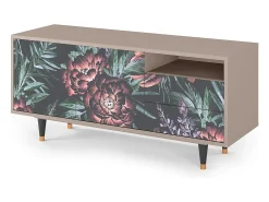 Móvel De Tv* Mueble de TV - 125х56х41 cm - T7 - Dark Peonies, Latte Bege