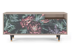 Móvel De Tv* Mueble de TV - 125х56х41 cm - T7 - Dark Peonies, Latte Bege