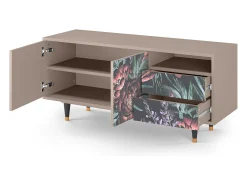 Móvel De Tv* Mueble de TV - 125х56х41 cm - T7 - Dark Peonies, Latte Bege
