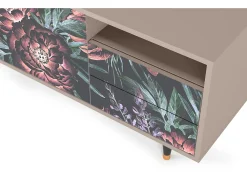 Móvel De Tv* Mueble de TV - 125х56х41 cm - T7 - Dark Peonies, Latte Bege