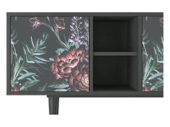 Móvel De Tv| Mueble de TV - 150х69х41 cm - T5 - Dark Peonies, Antracite Cinza antracite
