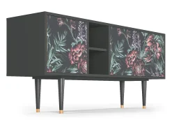 Móvel De Tv| Mueble de TV - 150х69х41 cm - T5 - Dark Peonies, Antracite Cinza antracite