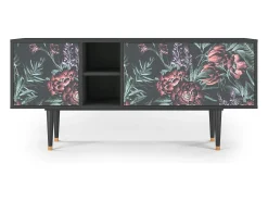 Móvel De Tv| Mueble de TV - 150х69х41 cm - T5 - Dark Peonies, Antracite Cinza antracite