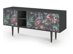 Móvel De Tv| Mueble de TV - 150х69х41 cm - T5 - Dark Peonies, Antracite Cinza antracite