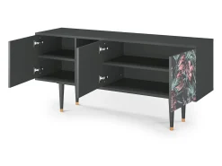 Móvel De Tv| Mueble de TV - 150х69х41 cm - T5 - Dark Peonies, Antracite Cinza antracite