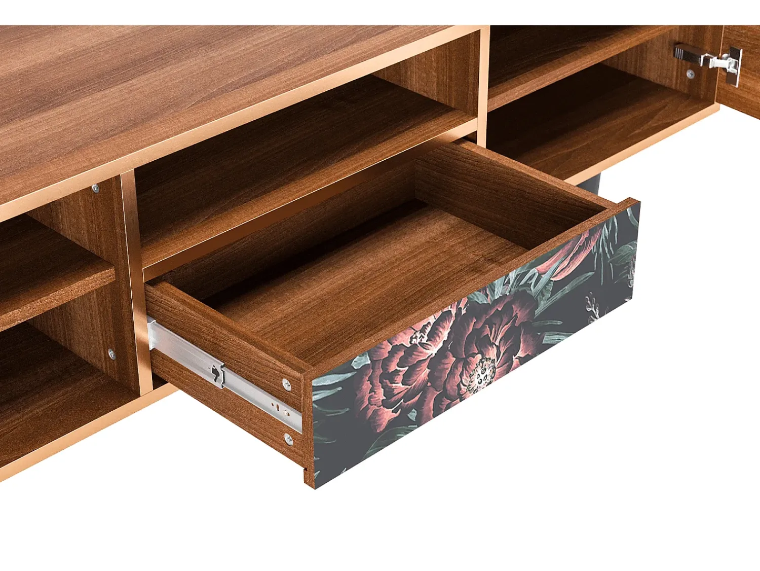 Hot Mueble de TV - 170х59х41 cm - T6 - Dark Peonies, Nogueira Castanho