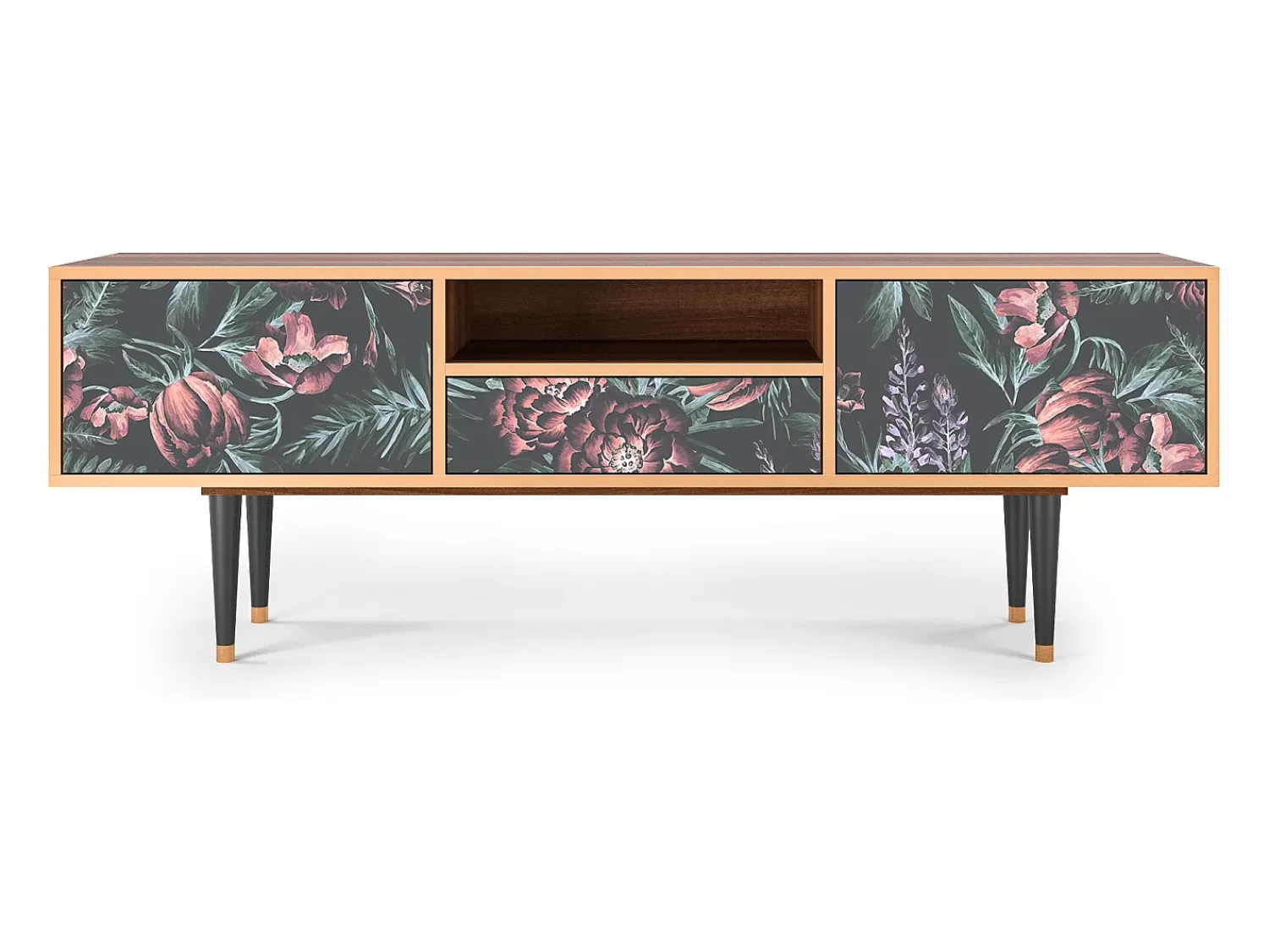 Hot Mueble de TV - 170х59х41 cm - T6 - Dark Peonies, Nogueira Castanho