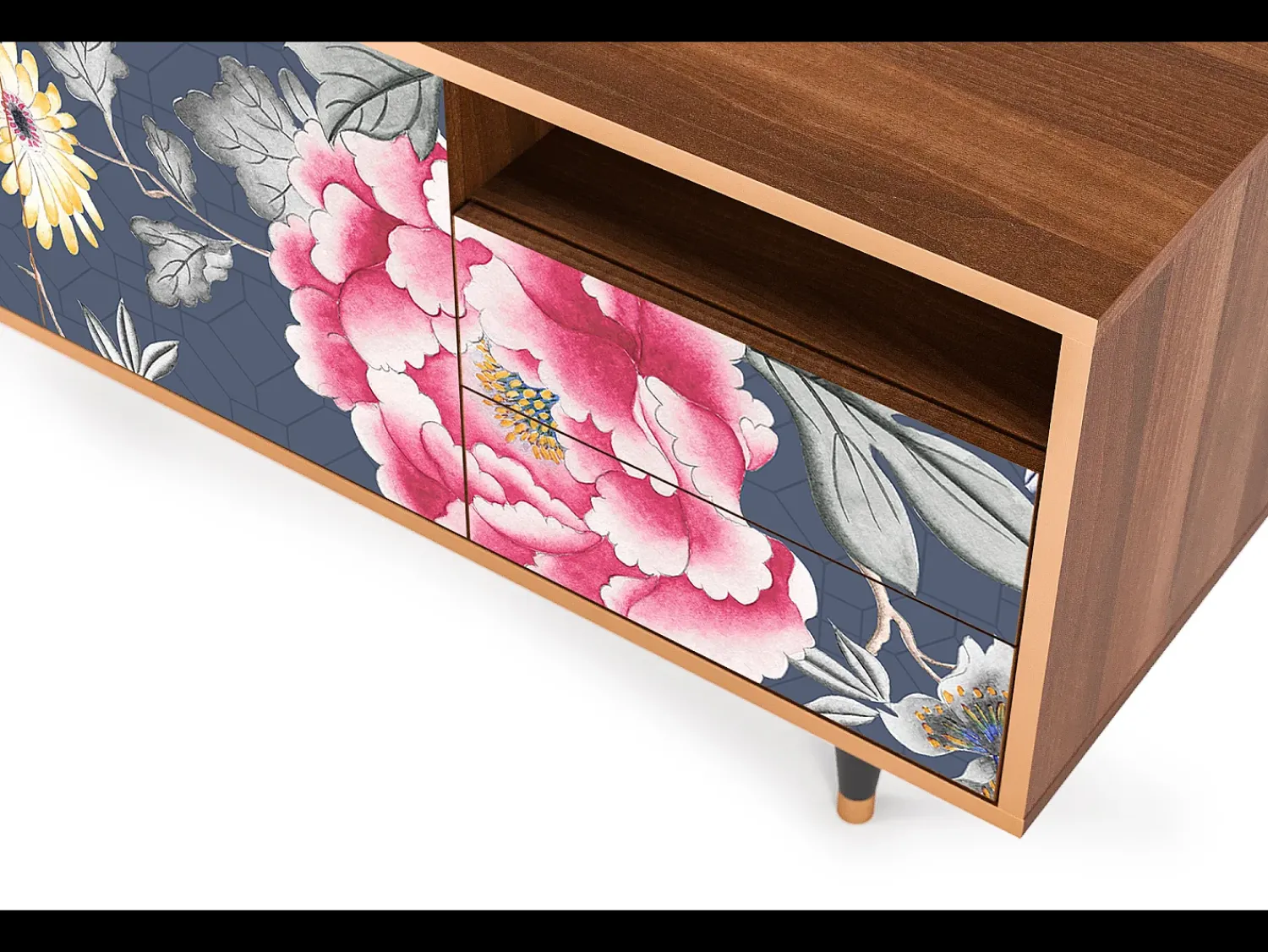 Best Mueble de TV - 125х56х41 cm - T7 - Dark Flower Bed, Nogueira Castanho