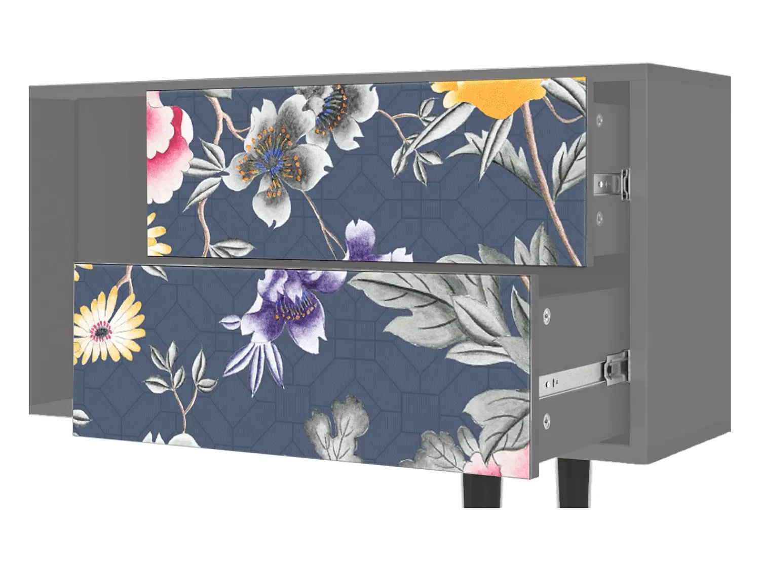 Mueble de TV - 170х69х48 cm - T1 - Dark Flower Bed, Cinza^ Móvel De Tv