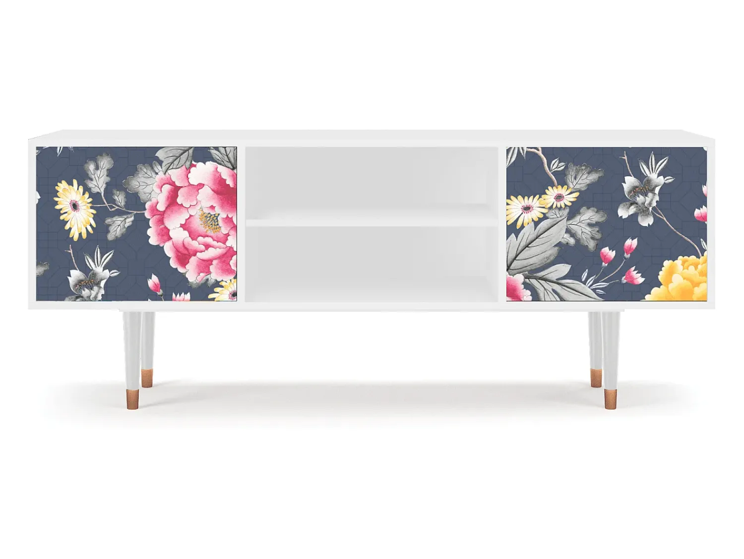 New Mueble de TV - 170х69х48 cm - T2 - Dark Flower Bed, Branco Bege