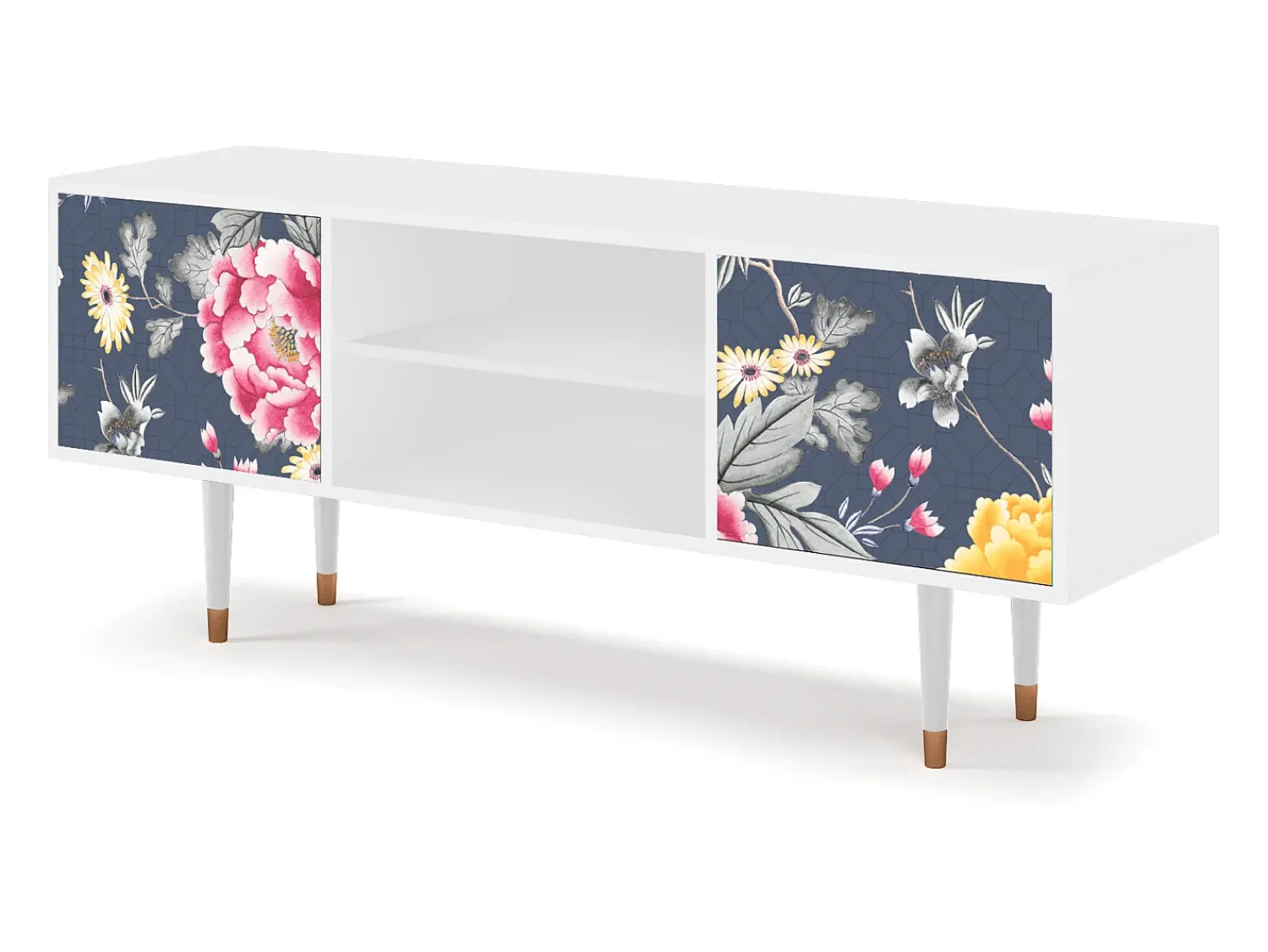 New Mueble de TV - 170х69х48 cm - T2 - Dark Flower Bed, Branco Bege
