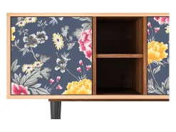 Móvel De Tv* Mueble de TV - 150х69х41 cm - T5 - Dark Flower Bed, Nogueira Castanho