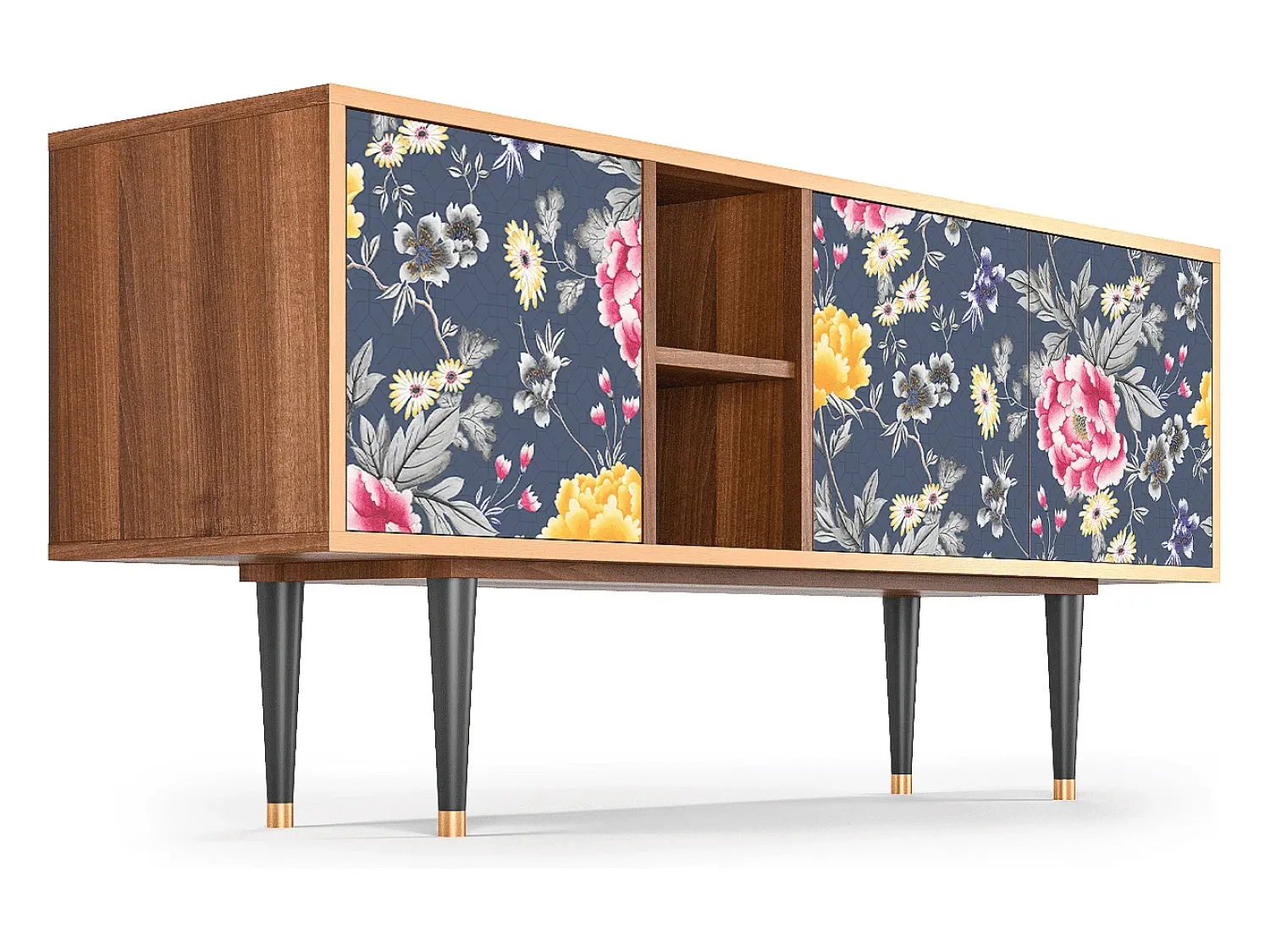 Móvel De Tv* Mueble de TV - 150х69х41 cm - T5 - Dark Flower Bed, Nogueira Castanho
