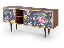 Móvel De Tv* Mueble de TV - 150х69х41 cm - T5 - Dark Flower Bed, Nogueira Castanho