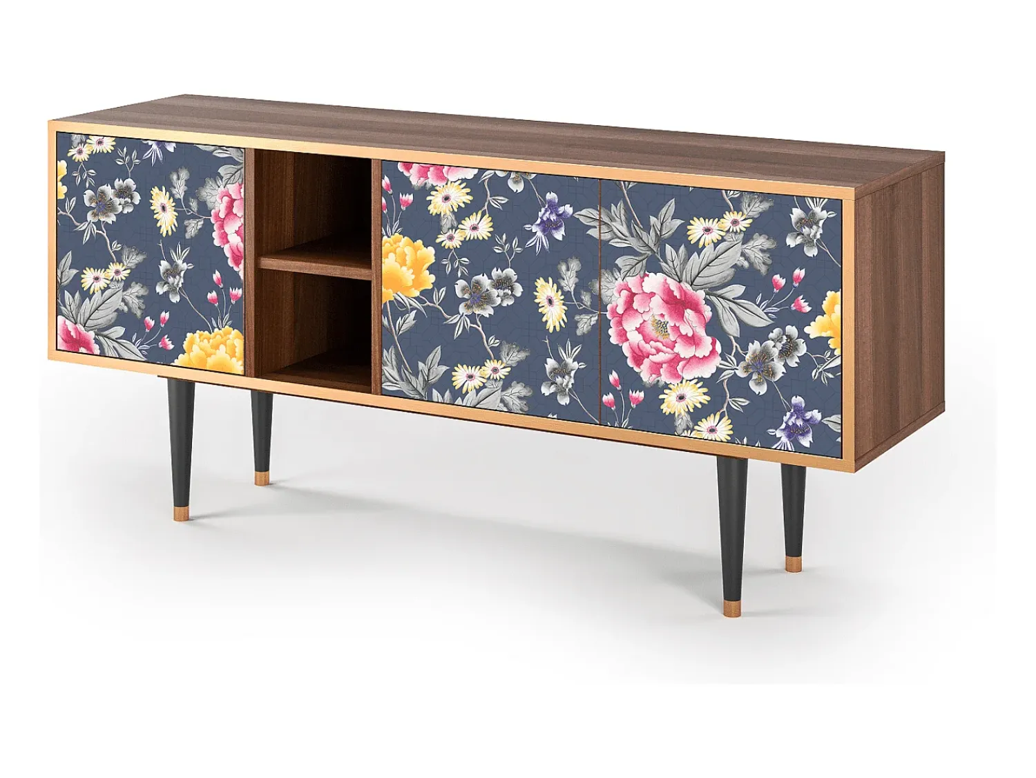 Móvel De Tv* Mueble de TV - 150х69х41 cm - T5 - Dark Flower Bed, Nogueira Castanho