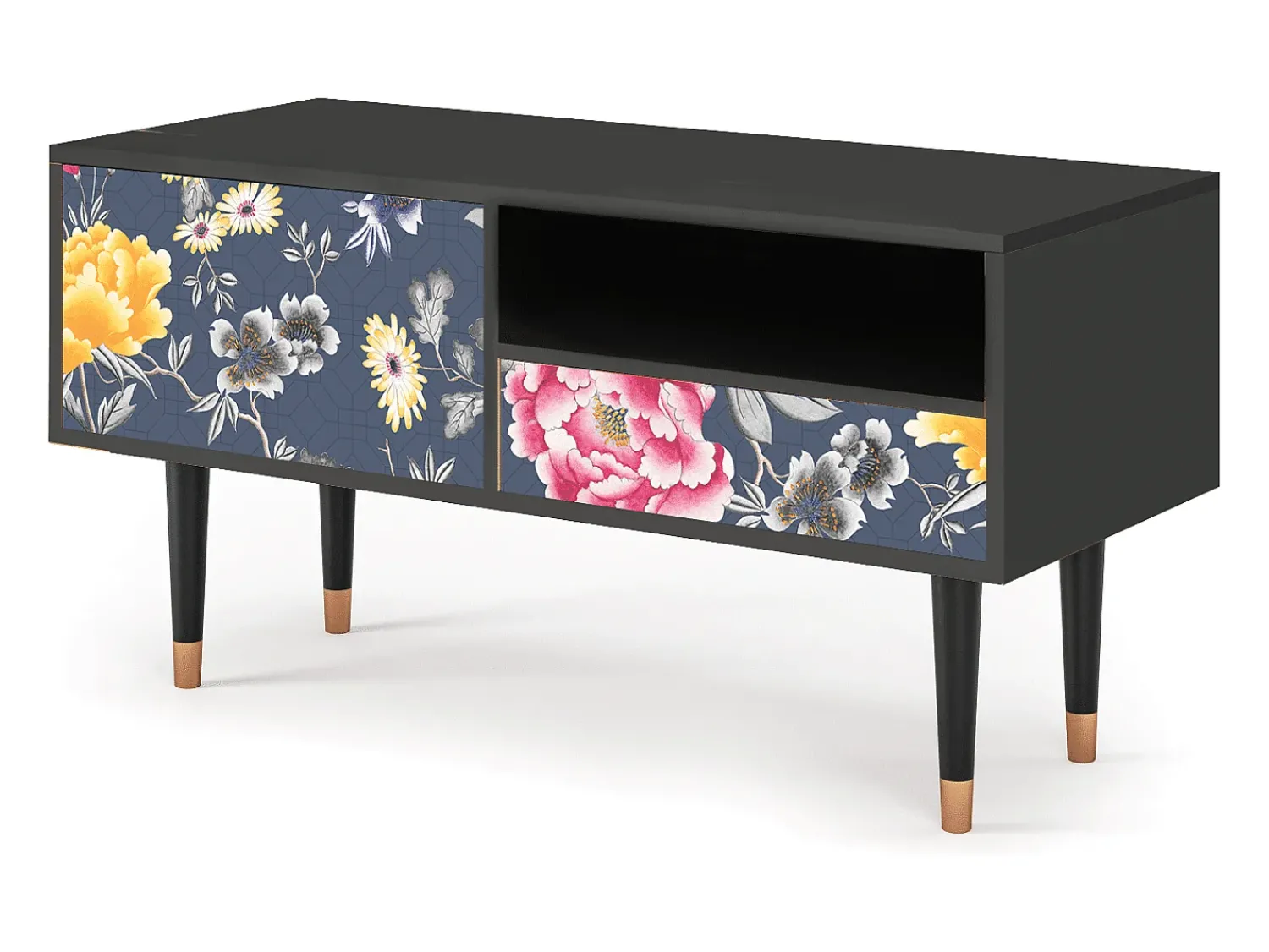 Mueble de TV - 115х59х48 cm - T3 - Dark Flower Bed, Antracite^ Móvel De Tv