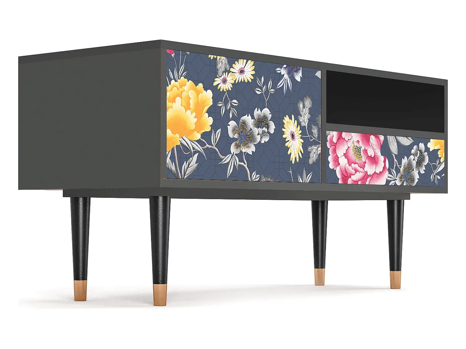 Mueble de TV - 115х59х48 cm - T3 - Dark Flower Bed, Antracite^ Móvel De Tv
