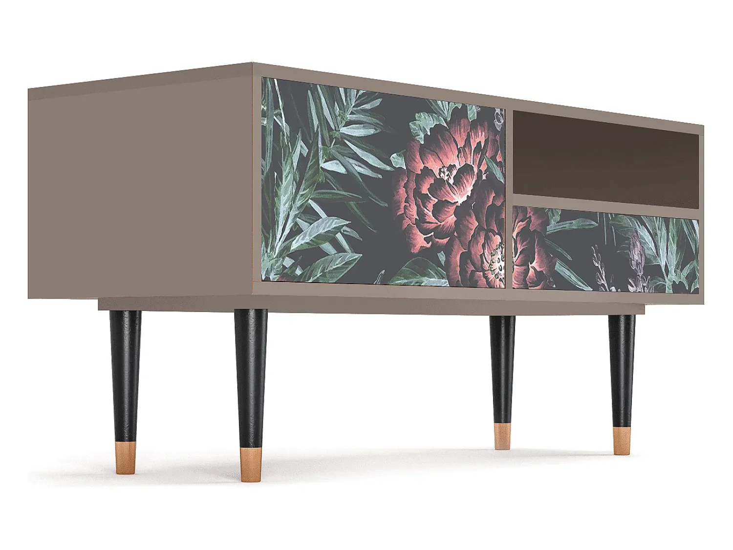 Móvel De Tv* Mueble de TV - 115х59х48 cm - T3 - Dark Peonies, Latte Bege