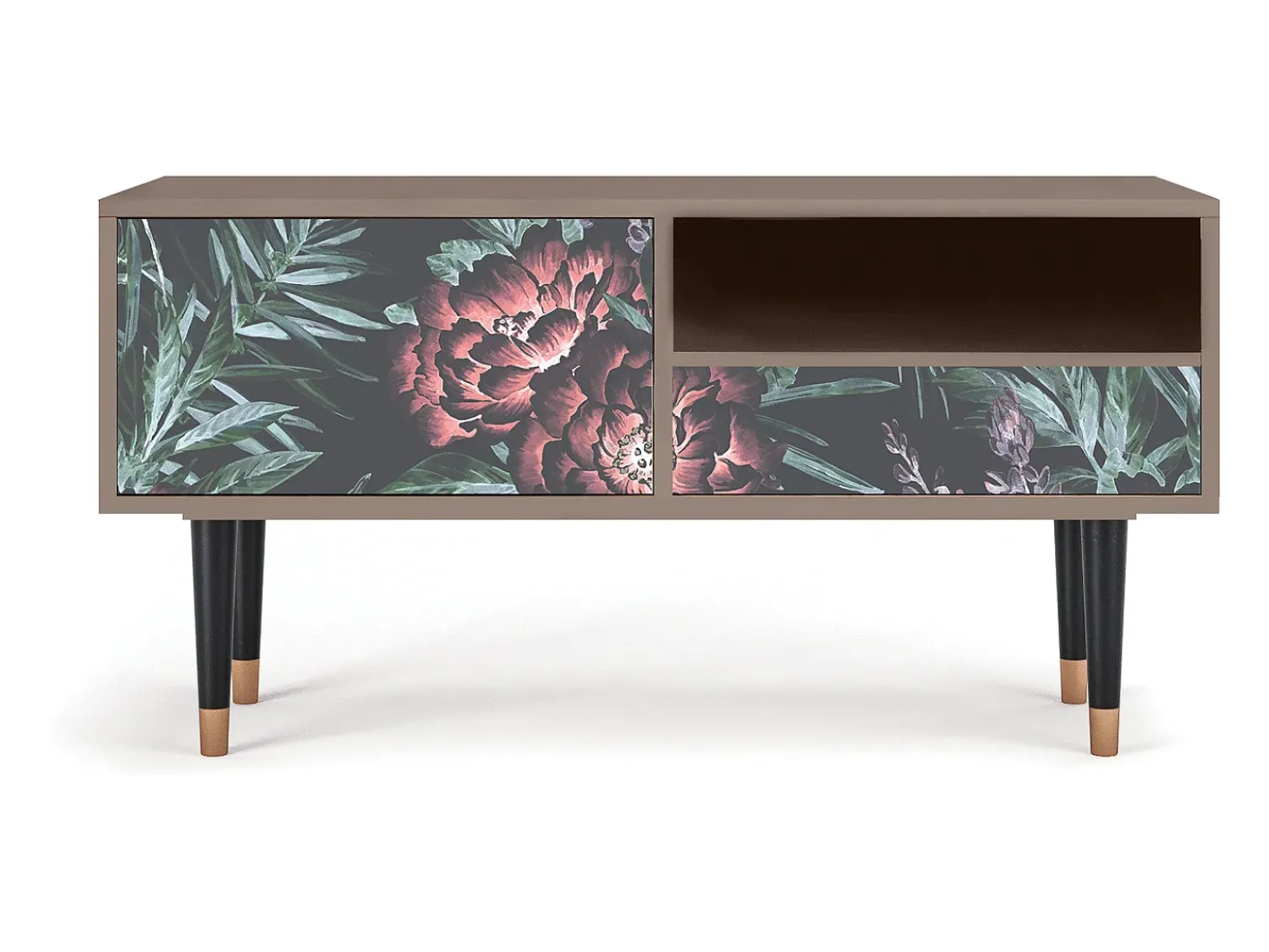 Móvel De Tv* Mueble de TV - 115х59х48 cm - T3 - Dark Peonies, Latte Bege