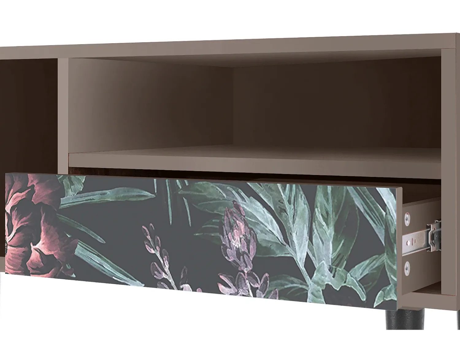 Móvel De Tv* Mueble de TV - 115х59х48 cm - T3 - Dark Peonies, Latte Bege